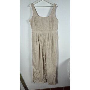 Banana Republic Womens Linen Blend Wide-Leg Sleeveless Jumpsuit 10 Beige New